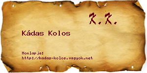 Kádas Kolos névjegykártya